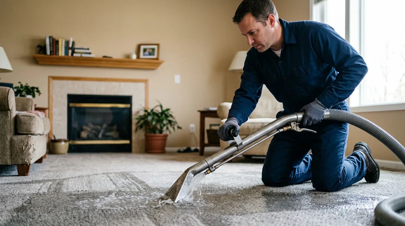 Water damage restoration technician working near Dansville, MI